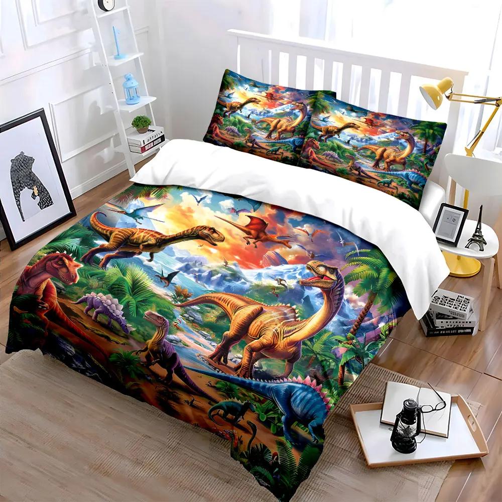 Dinosaur Adventure Decor Set Multiple sizes kid's and adults' bedroom Exquisite 3PC bedding set gift