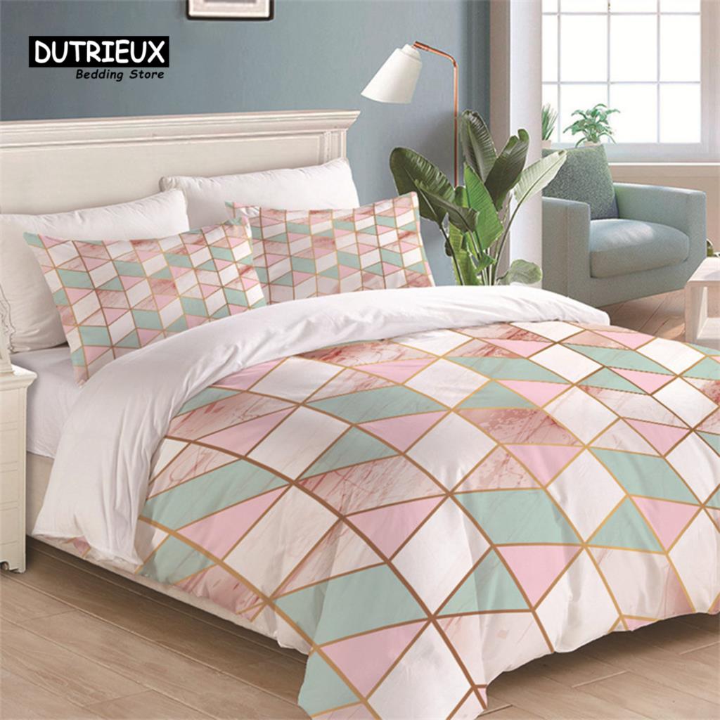 Comforter Geometric Bedding Set King Queen Size For Kids Adults Print Comforter Bedroom Decorative