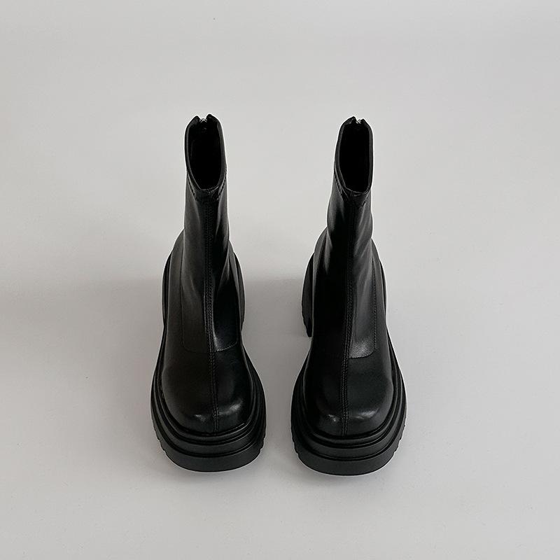 British Fashion Women's Martin Boots Versatile Thick-soled Heightening Boots Autumn and Winter Sleeve Slimming Temperament Elastic Boots