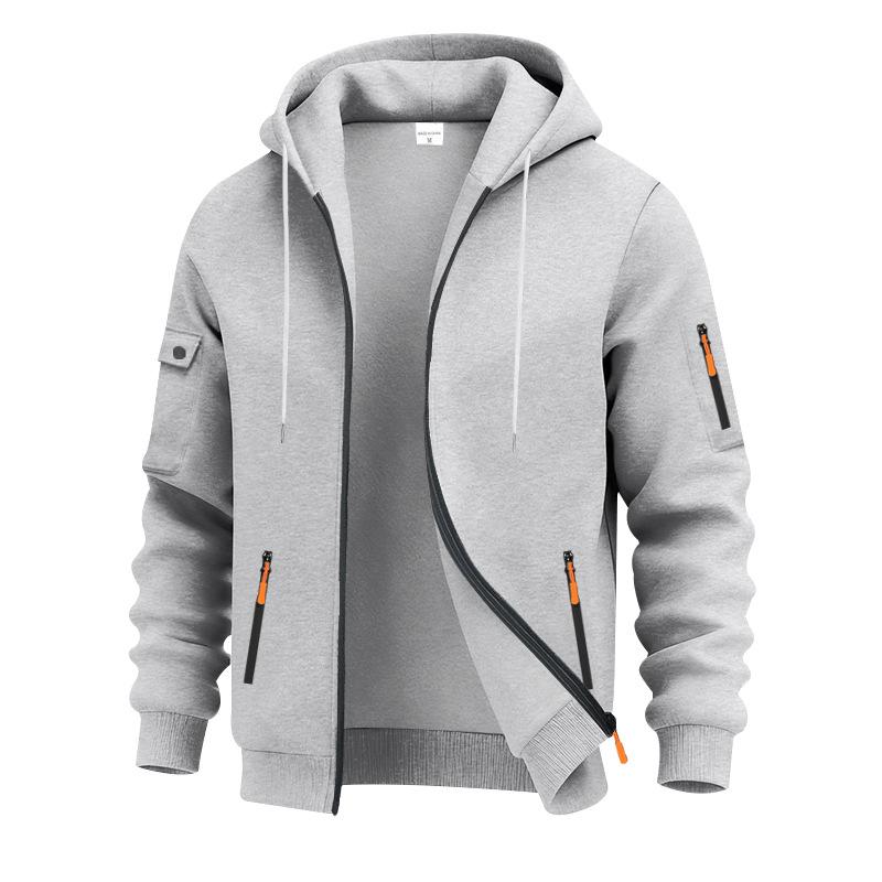 Mens Loose Heavyweight Fleece Zip Up Hooded Casual Workwear Long Sleeve Cardigan Sweatshirt