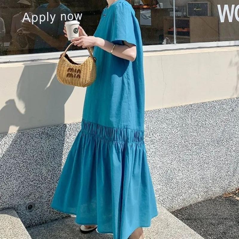 Design Sense Backless Dress Plus Size Summer Loose Tummy-Hiding Slimming Long Skirt