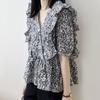 Navava Women Frill Short Sleeve Blouse Vintage Nb2689