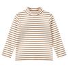 Hongdou Children's Cotton Antibacterial Mock Neck Striped Base Layer