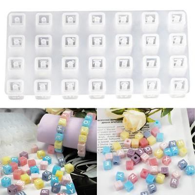 2Pcs/Set Modern Corrosion-resistant Non-stick Anti-deformed Letter Square Beaded Epoxy Mold Handicraft Tool Resin