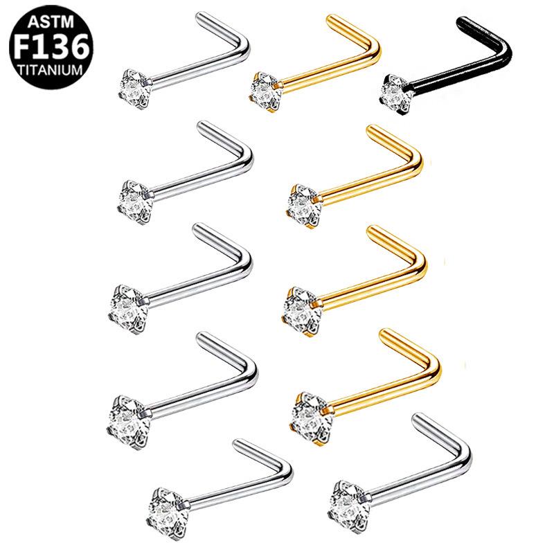 G23 Titanium Square Zirconia Nose Stud Jewelry
