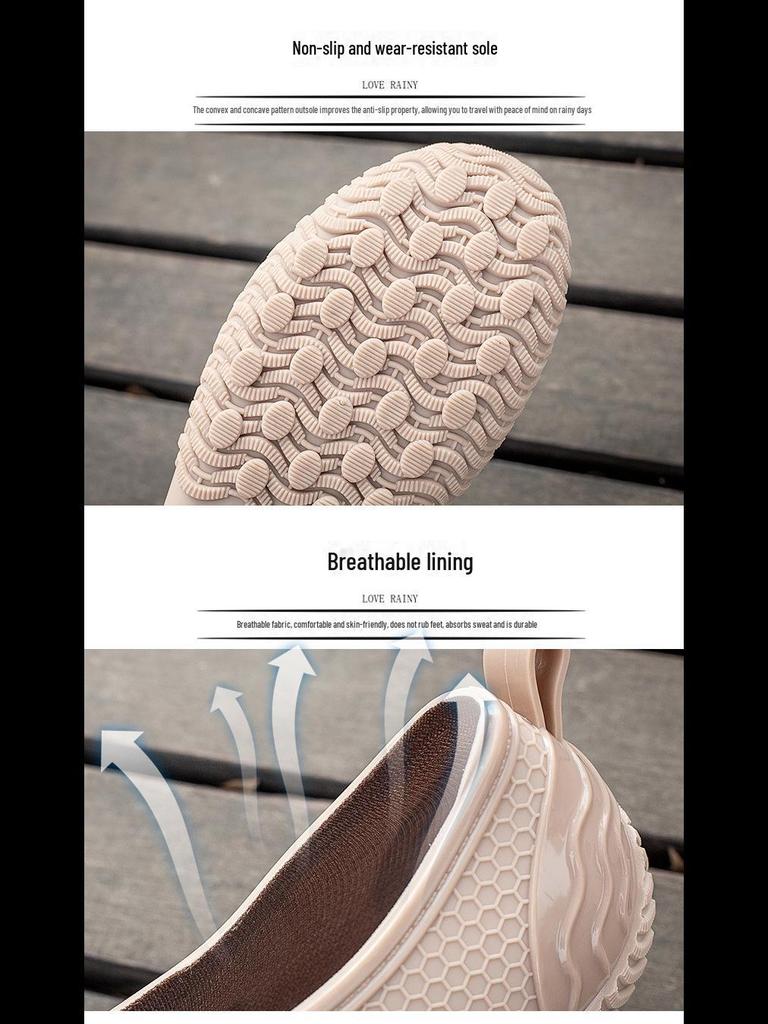 Women's Korean Style Non-Slip Waterproof Rain Boots - Short-Tube, Low-Top, for Spring & Autumn