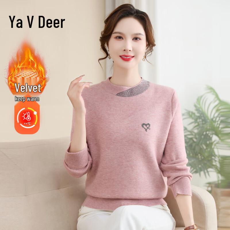Yalu Women's Winter Velvet Lined Knitted Sweater