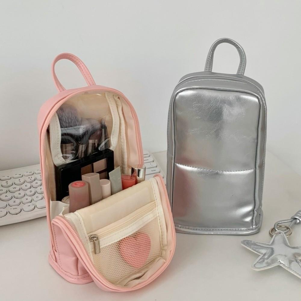 Large Capacity Stand Up Toiletry Bag Zipper Closure Makeup Pouch Toothbrush Storage