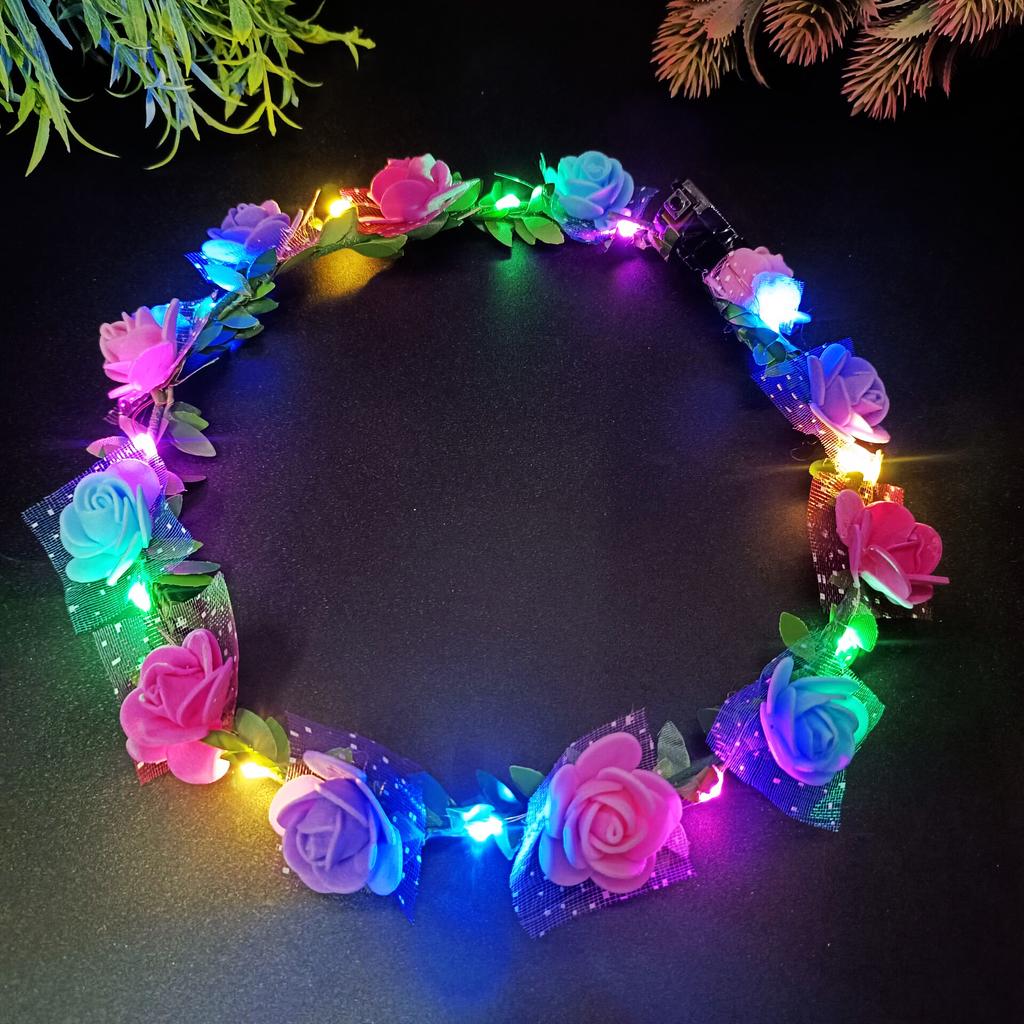 Wedding Party Crown Glowing Flower Headband LED Light Wreath Garland Decoration Women Girl Birthday Favor Luminous Hairband