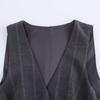 2024 Autumn Women's European & American Style Pleated Striped Vest Dress