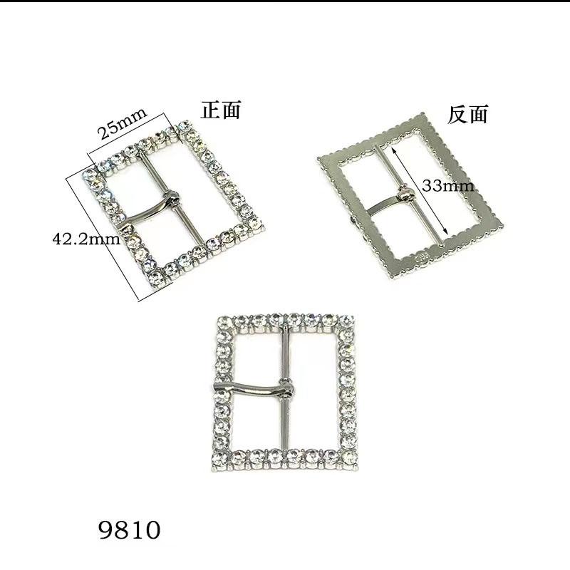 New Multi Size Gold and Silver Double Color Metal Zinc Alloy Water Diamond Rectangular Buckle Luggage Adjustable Buckle with Sun