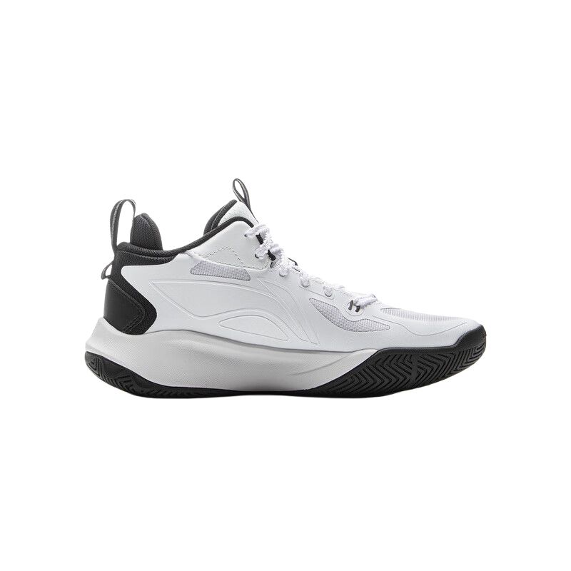 Li Ning Kids Comfortable Trendy Shock Absorption Basketball Shoes Kids Sneakers White Black YKBU102-1
