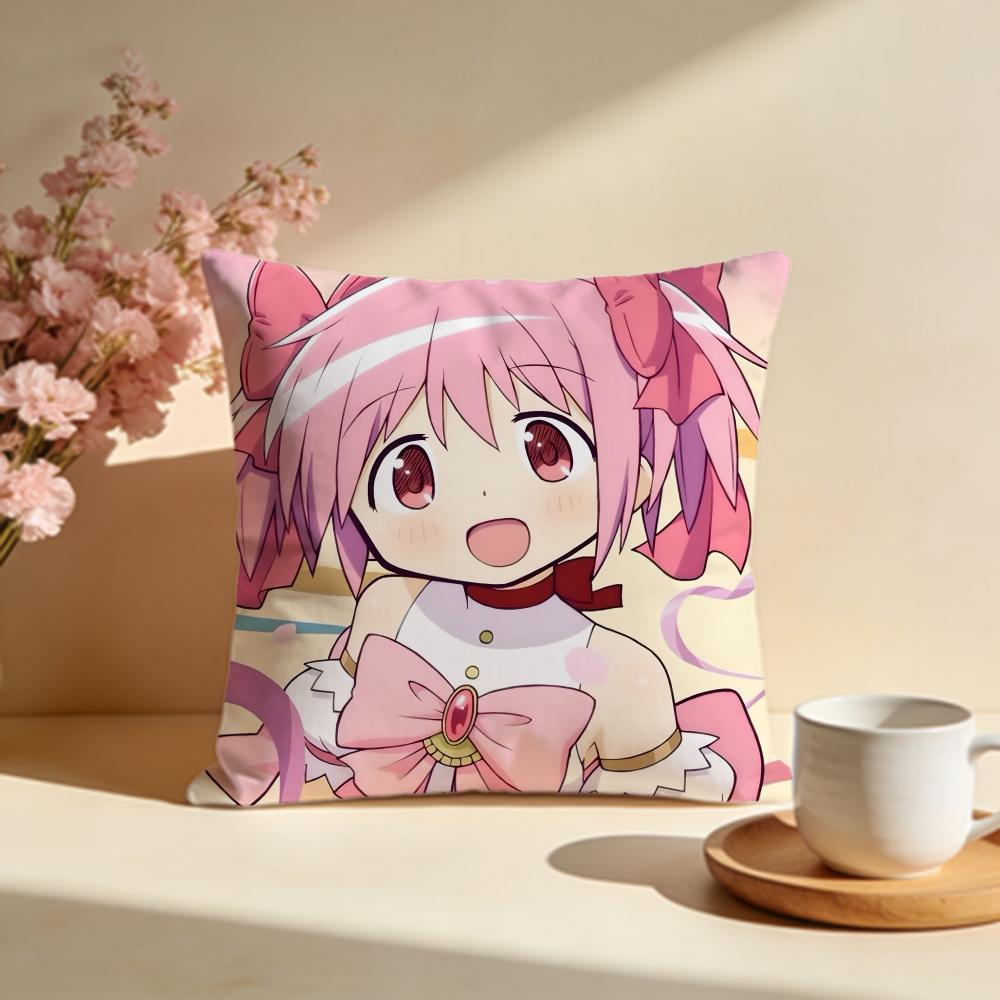 Trendy PPuella Magi Madoka Magicaing Cushion Cover Stylish Washable Pillow Cover Ideal for Couch Bedroom Car Decoration