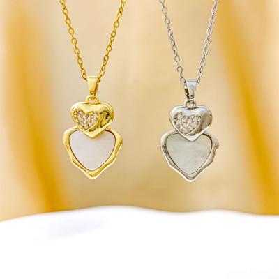 Elegant Mother-of-Pearl Heart Pendant Necklace - Light Luxury Clavicle Chain for Women