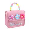Cute Flowers Children's Handbags Messenger Bag Sweet Girls Pearl Shiny Kids Shoulder Bag Cartoon PU Leather Crossbody Bags