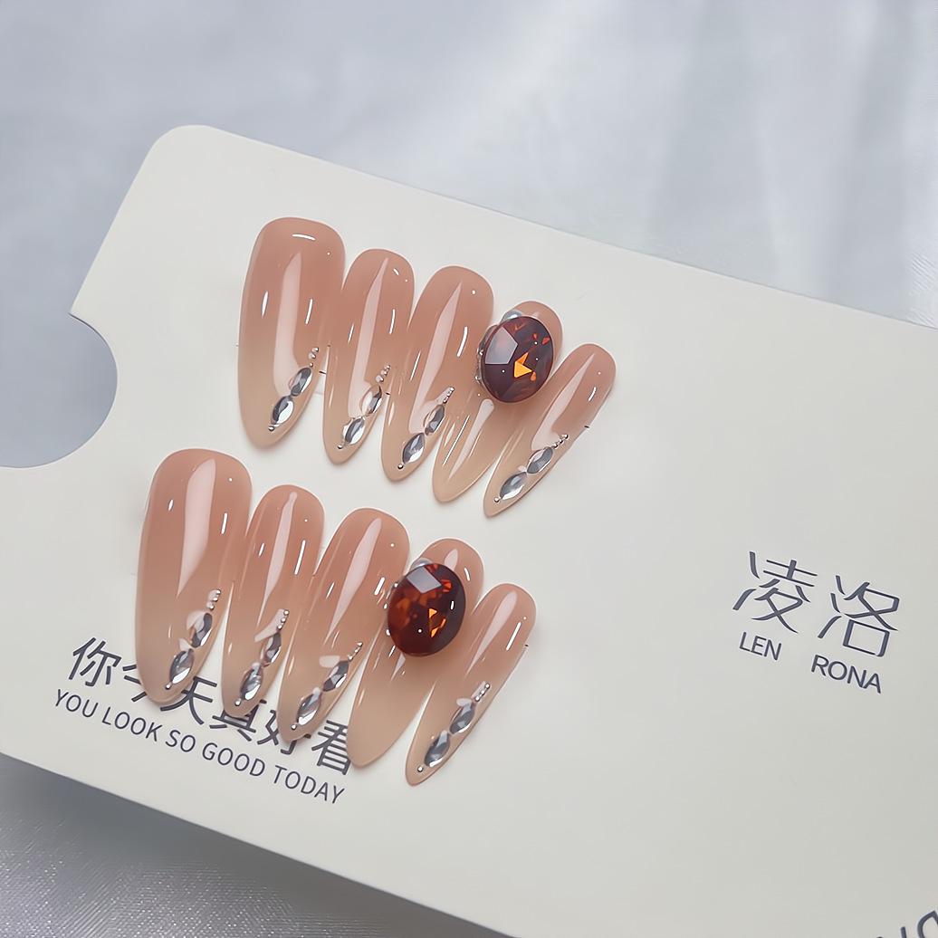 

Press on Nails Long Stiletto Glitter Fake Nails Press ons with Design Reusable Acrylic False Nail Full Cover Glue on Nail Stick on Nail for Women L