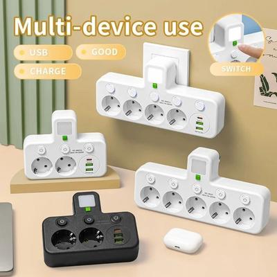 Wandsteckdose 2/ 3 / 4 Steckplätze Steckdosenleiste Langlebiger Steckdosenadapter für Home-Office