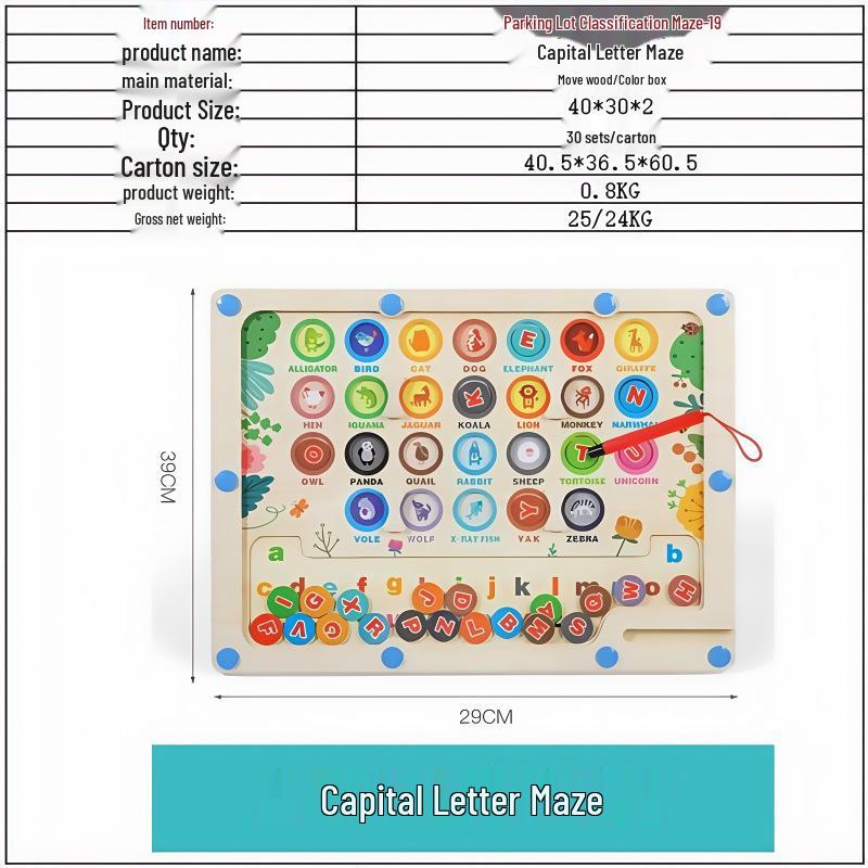 Magnetic Maze Car Parking and Alphabet Game for Spelling and Recognition