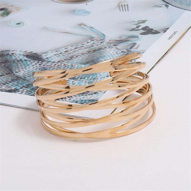 Punk Fashion Metal Cuff Bangles for Women Retro Personality  Exaggerated Hollow Out Geometric Bangles Party Jewelry Wholesale