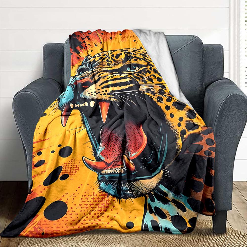 1PC Leopard Print Blanket, Throw For Sofa, Bed, Travel, Printing Blanket With Soft And Warm Fabric Yy250918146