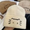 Wool Knit Beanies Embroidered Kitten Printing Knit Cap Cute Cat Knitted Hat  Apparel Accessories
