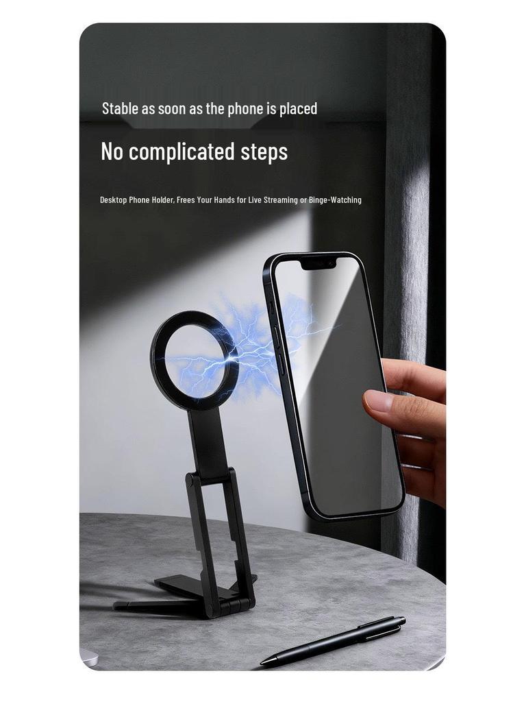 Portable Magnetic Aluminum Phone Holder & Tripod Stand for Live Streaming and Selfies