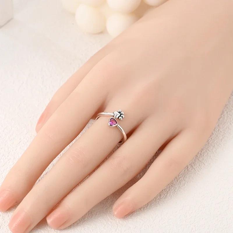 Copper Heart-Shaped Series Open Rings Pink Love Irregular Shape Ring Appropriate For WomenS High-End Jewellery Gifts