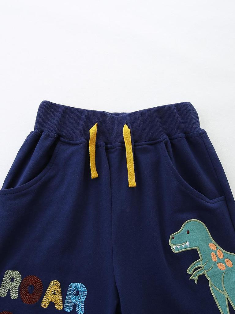 European & American Style Toddler Knit Cotton Shorts Set - Round Neck Short Sleeve 2-Piece