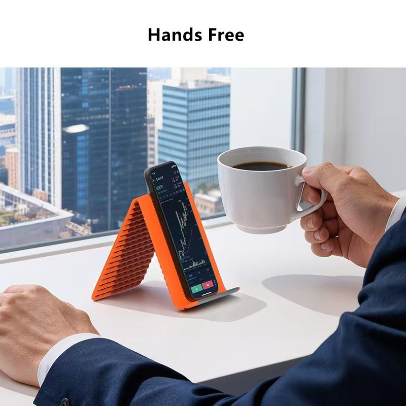 Wall Display Stand Mobile Phone Holder Silicone Foldable and Adjustable Office Desktop Mobile Phone Holder оранжевый