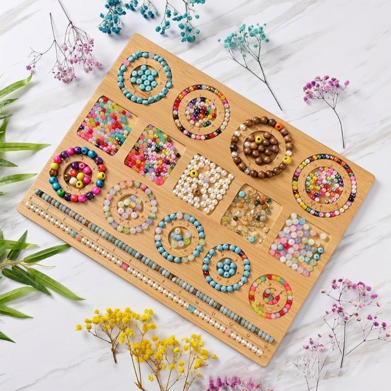 Wooden Bead Plate Jewelry Crafting Tool Jewelry Beading Designs Tray for Bracelet Necklaces Ornament Making Boards