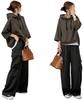 [YUANYUAN] Women's 2-Piece Set: Hooded Hoodie & Wide-Leg Pants, Summer Casual Suit, Long Pants, Trousers, Large Pockets, Cute, Relaxed Fit, Figure-Fla