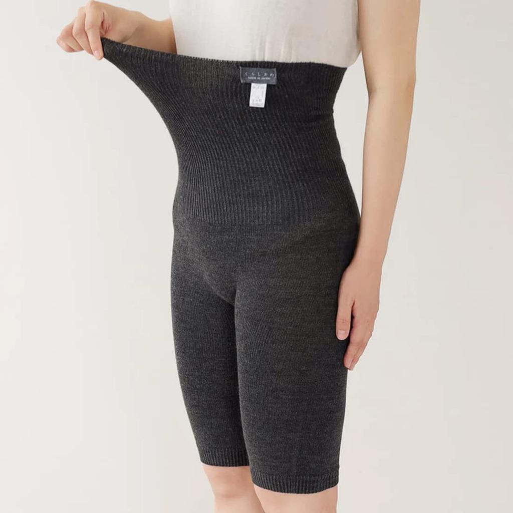 Kurashikinu Belly Warmer Made of and for Sensitive and Dry Warming and Cold Made In Half Charcoal Gray Pants, Linen, Cotton, Silk, Unisex, Skin,