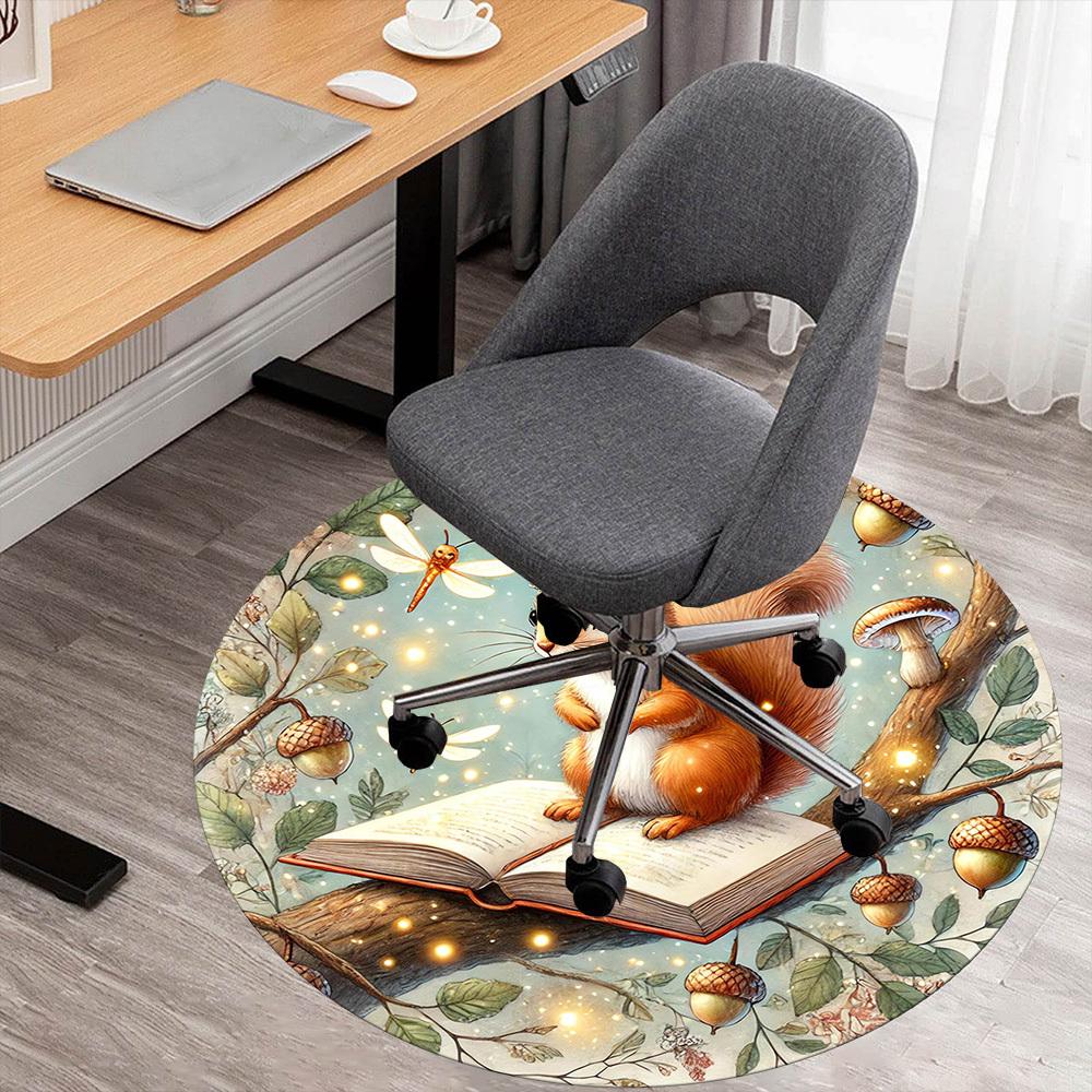 

1pc squirrel book Round Chair mat Area Rug - Non-Slip, Floor Mat for Office, Bedroom, and Indoor Decor -1002061 80cm by 80cm