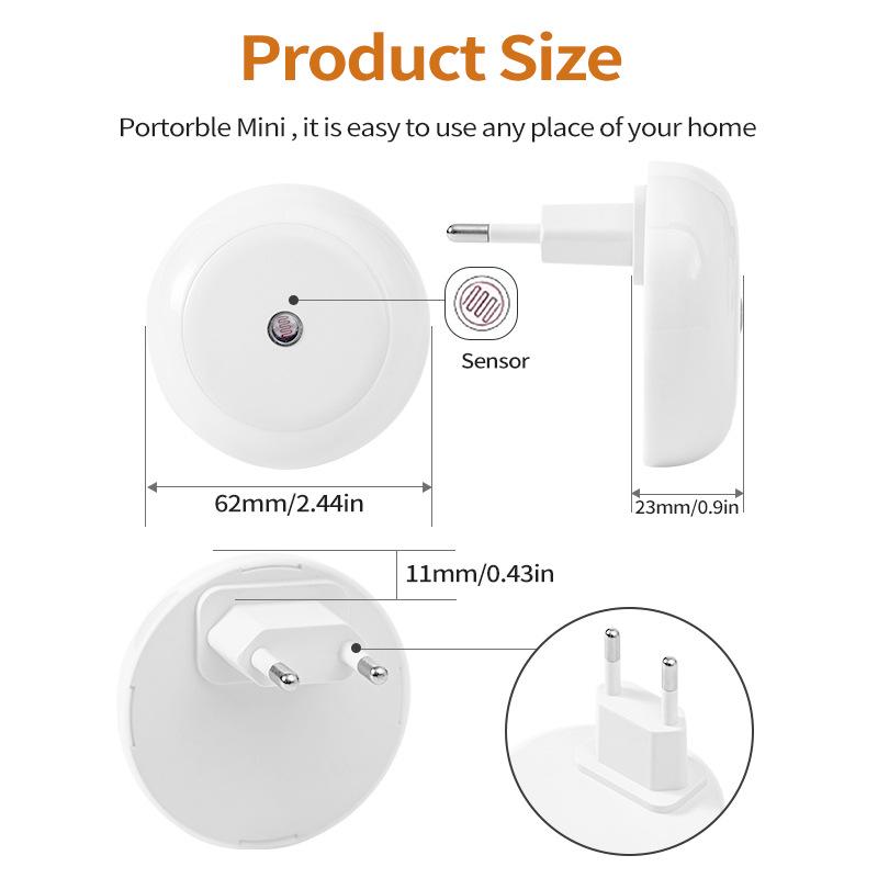 4-Pack EU Plug Light-Controlled Night Lights for Bedroom, Living Room, and Bathroom