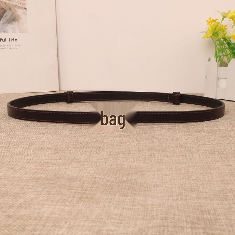 Women's Thin Genuine Leather Belt, No Hole, Black Waistband for Dresses and Skirts