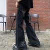 American retro gradual change washed micro pull jeans trendy men fashion sense tie dye high waist loose wide leg trousers tide