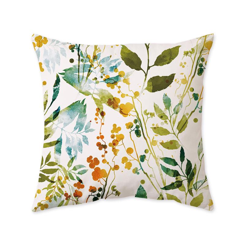Green Leaves Plant Backrest Cushion Cover for Sofa & Bedroom