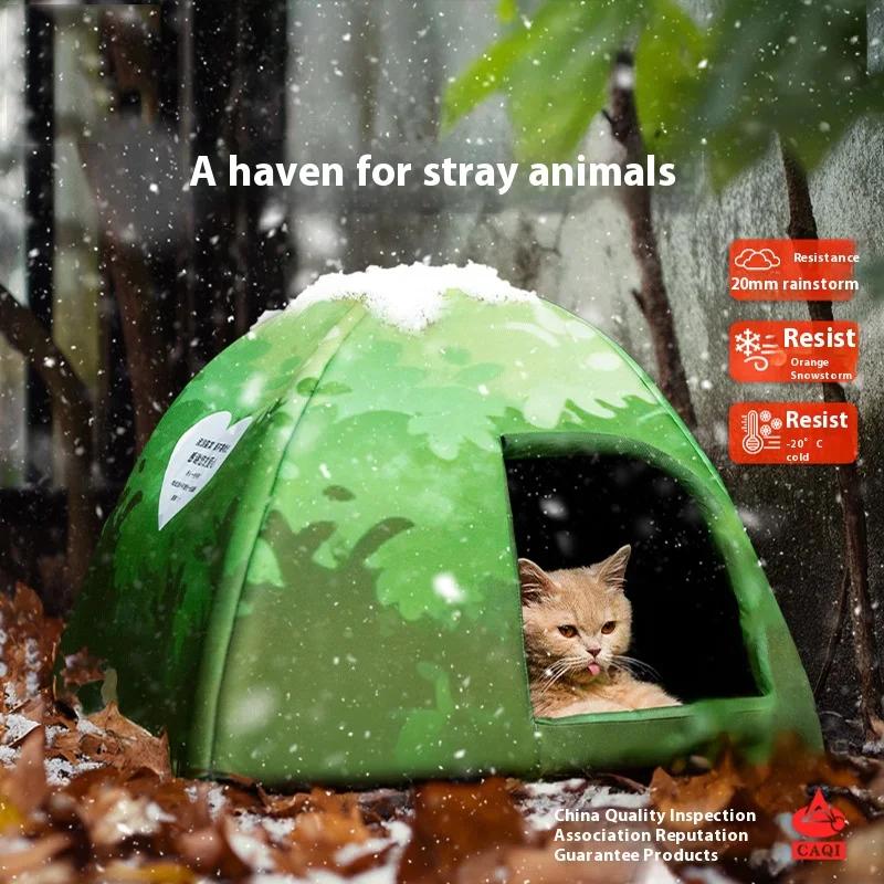 

Waterproof Jungle Pet House for Stray Cats in Autumn and Winter, Windproof and Rainproof, Warm Mongolian Tent for Kittens and Pu S