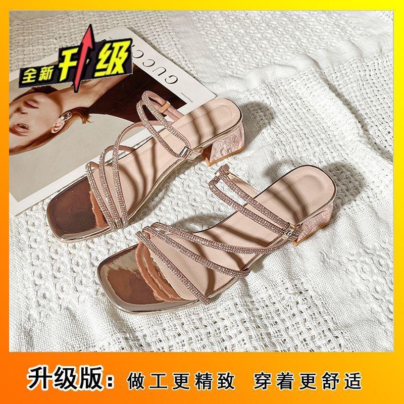Fashion two-wear thick-heeled high-heeled shoes for women, versatile and simple commuter sandals 2025 summer and autumn new Korean version of rhine