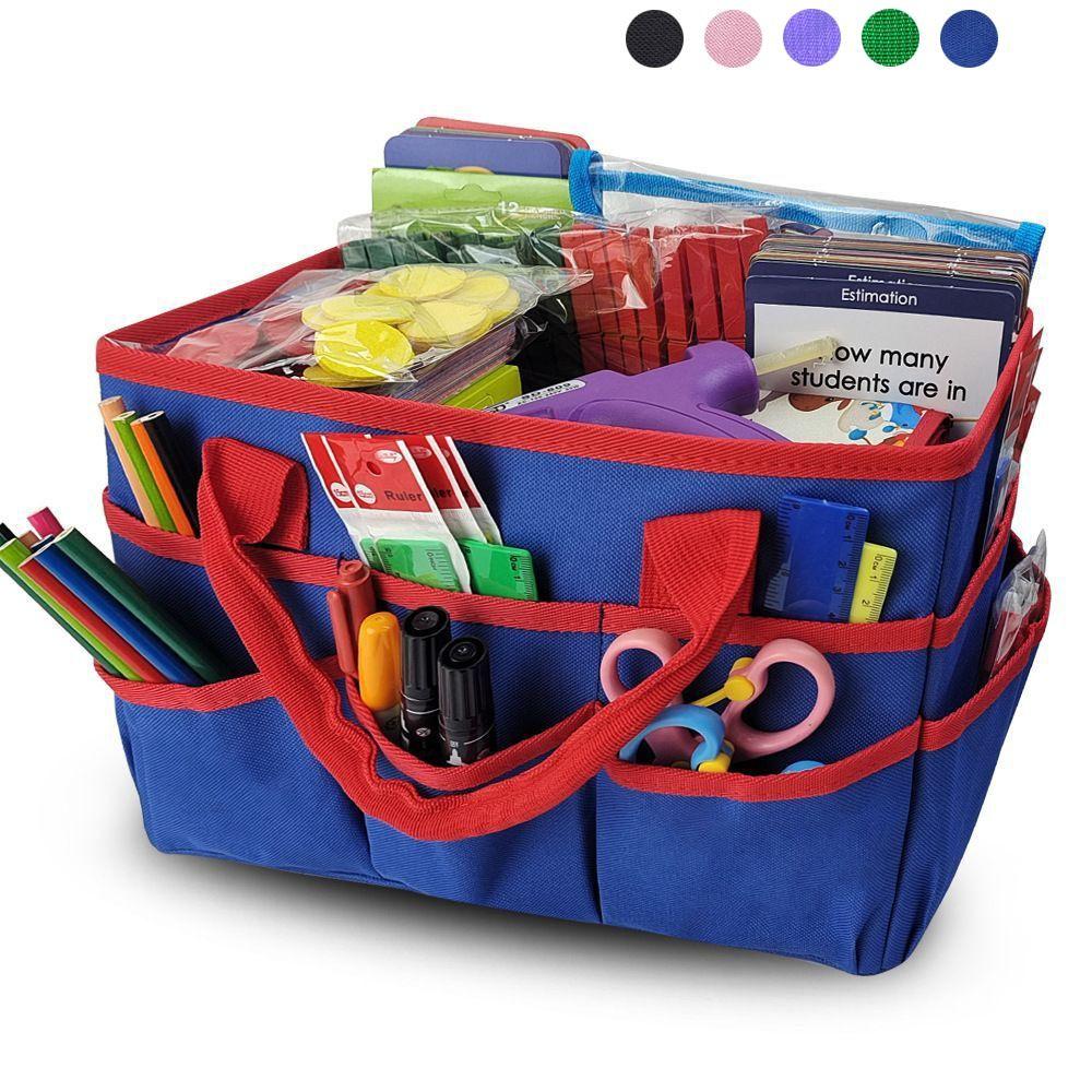 Multiple Pockets Teacher Tote Bag 600D Nylon Fabric Craft Organizer Tote Bag Home Organization