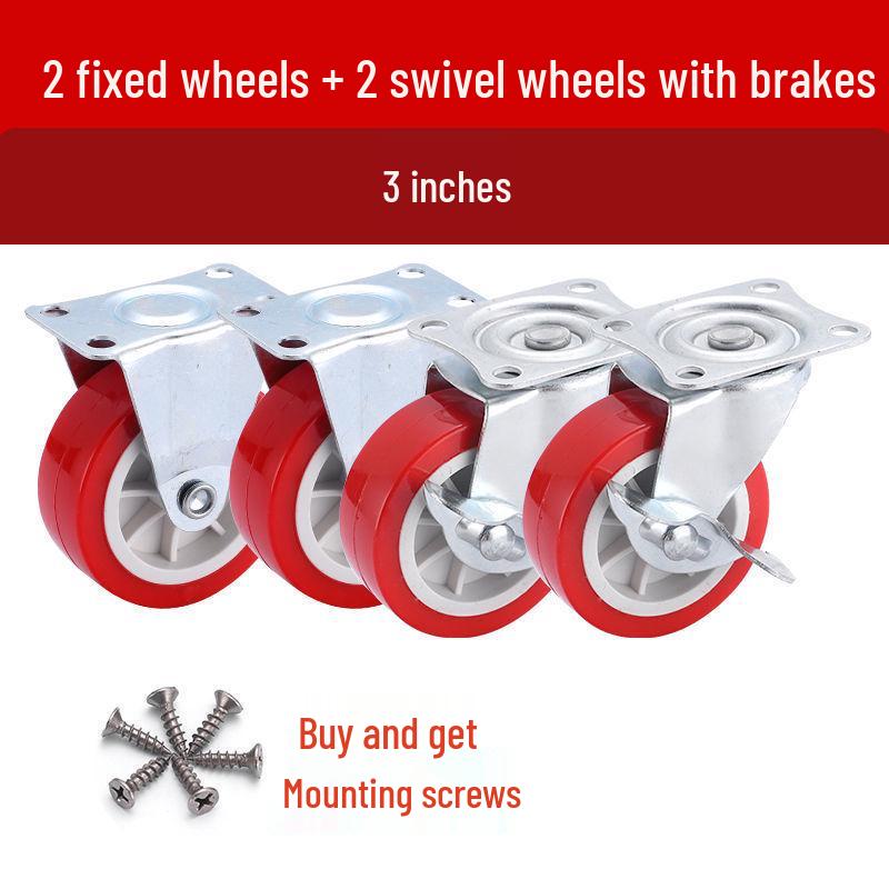 1-3 Inch Silent Swivel Caster Wheels with Brakes for Furniture and Trolleys