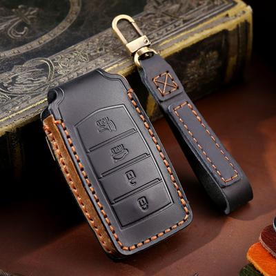 Leather Car Key Cover Keychain Holder Case Protector for HYUNDAI 2020 Genesis G70 G80 EQ900 G90 Smart Remote Shell Accessories