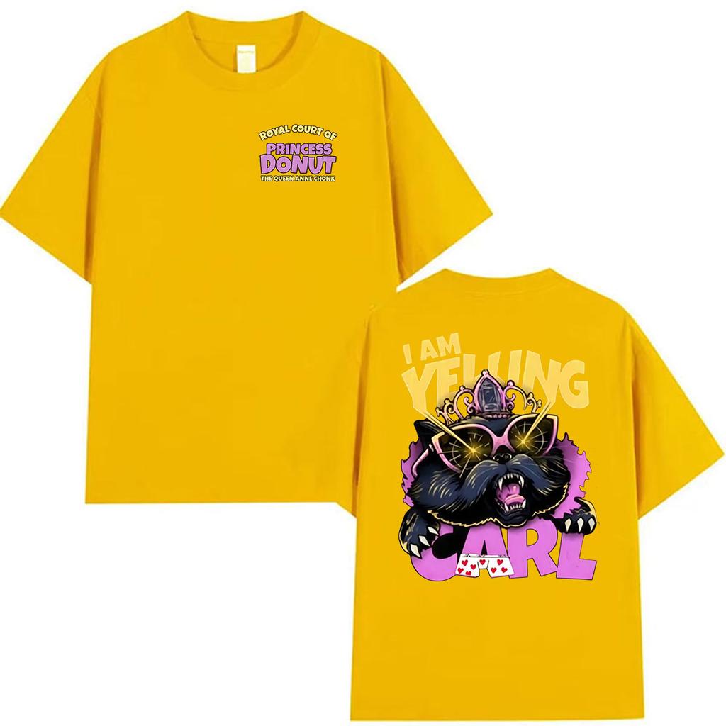 2027 Cool Ich schreie Carl Zwei Seiten Prinzessin Donut T-Shirt Dungeon Crawler Carl Spiel Cosplay T-Shirt Unisex WoUnisex Vintage Kurz S