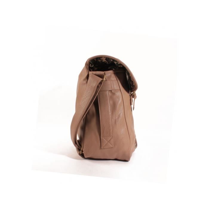 Sac Besace - Le Temps des Cerises - Debby 4 - Taupe - Bandoulière réglable - Fermeture aimantée