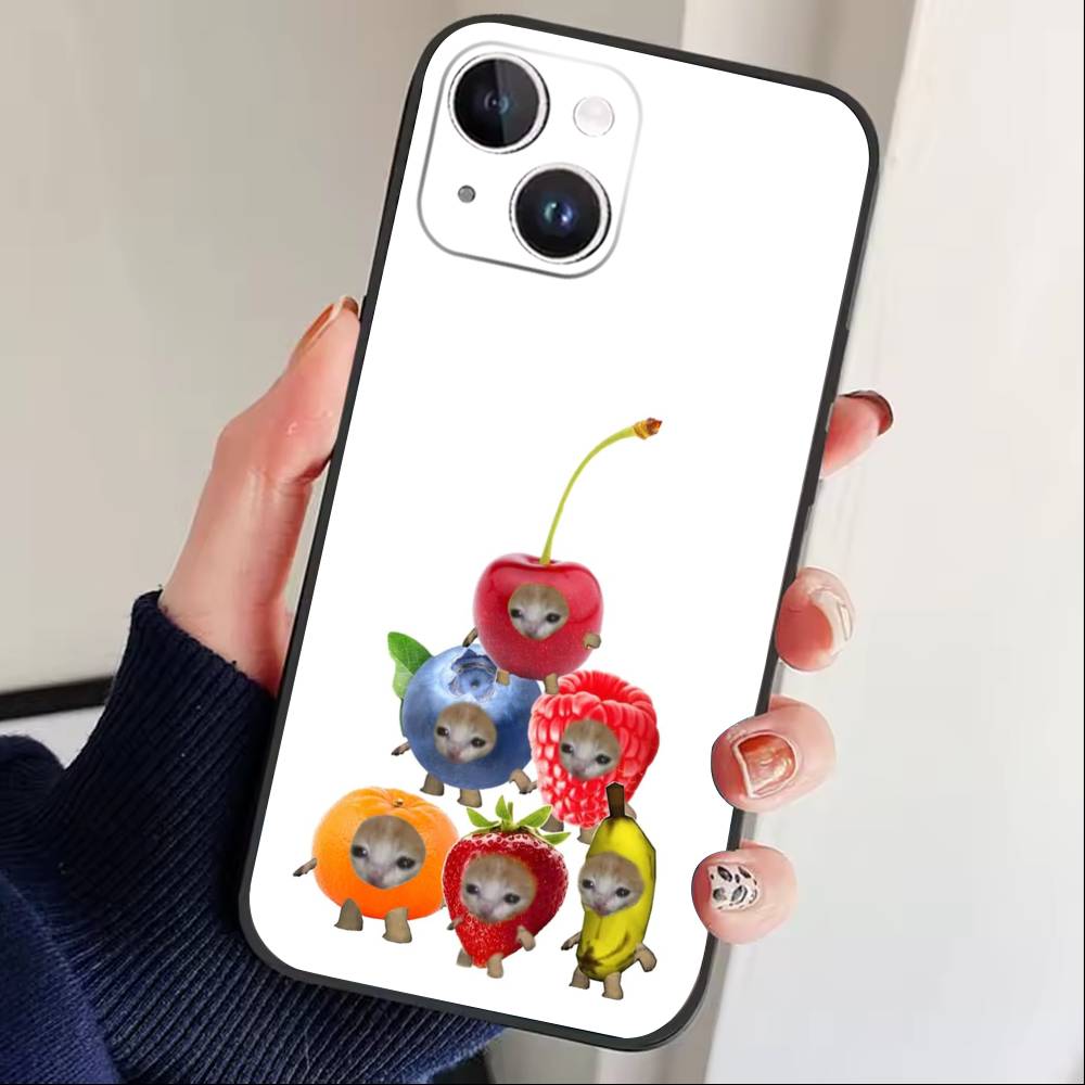 Big-eyed Goofy CAT Silly Phone Case For iPhone17,16,15,14,13,12 Plus,Max Soft Silicone Black Cover