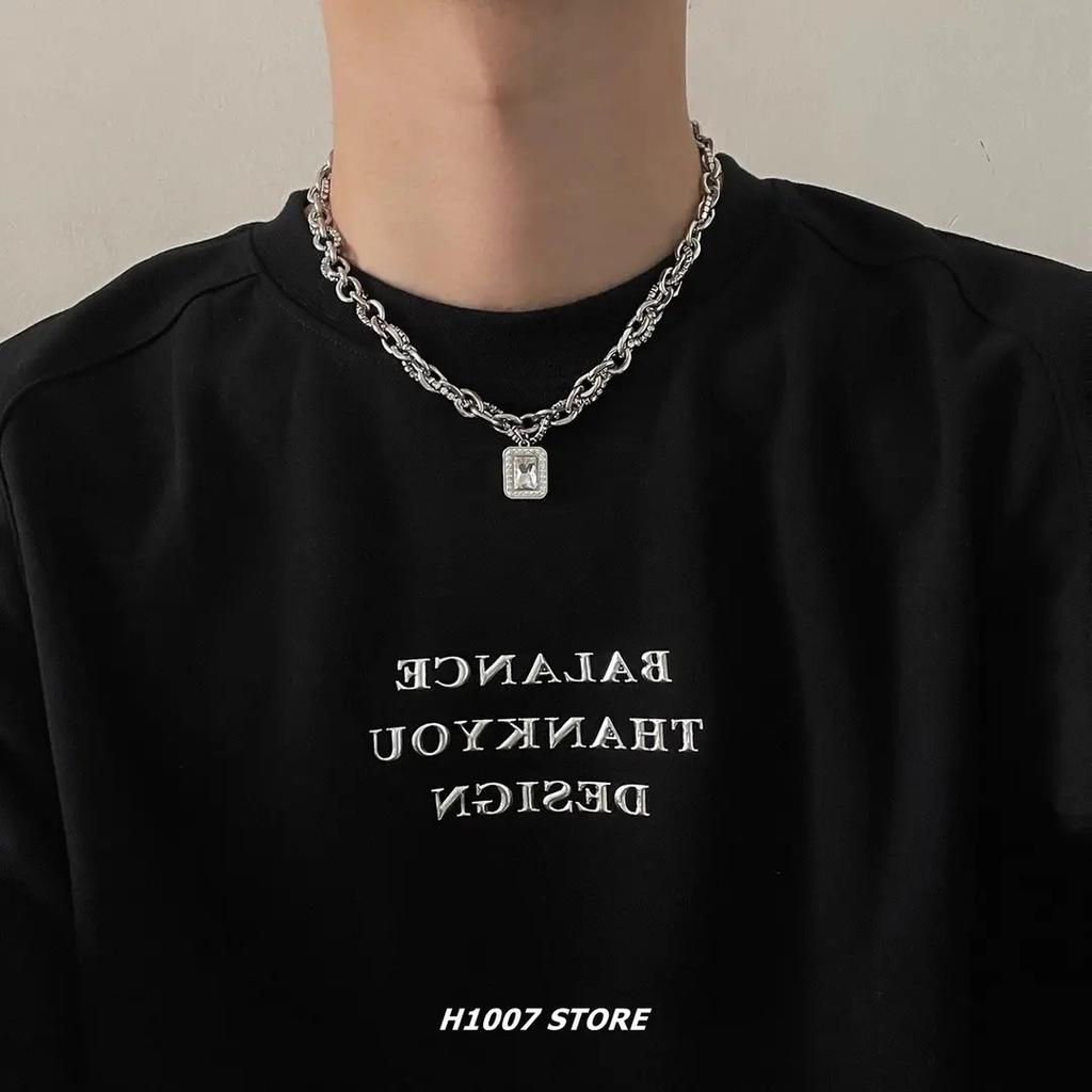 Rock Candy Gemstone Men's High-end Sweater Chain Hip-hop Clavicle Chain Necklace Pendant