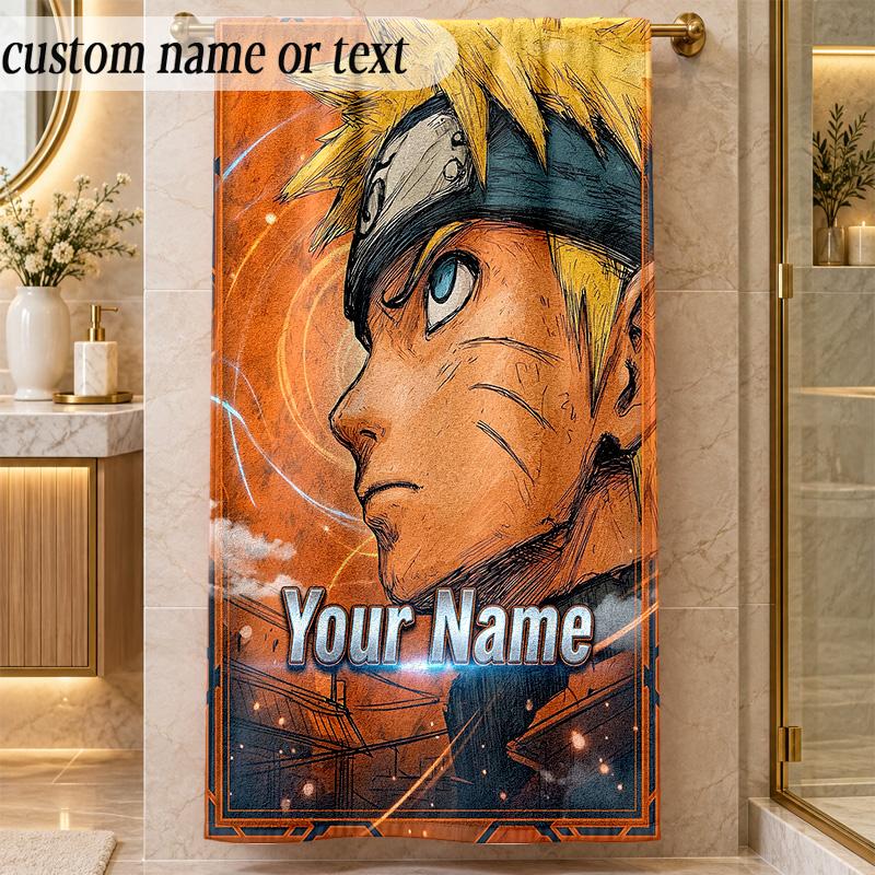 Beach TowelNaruto Custom Name Text Personalized Soft Towel for Beach Pool Indoor Home Decor Gift