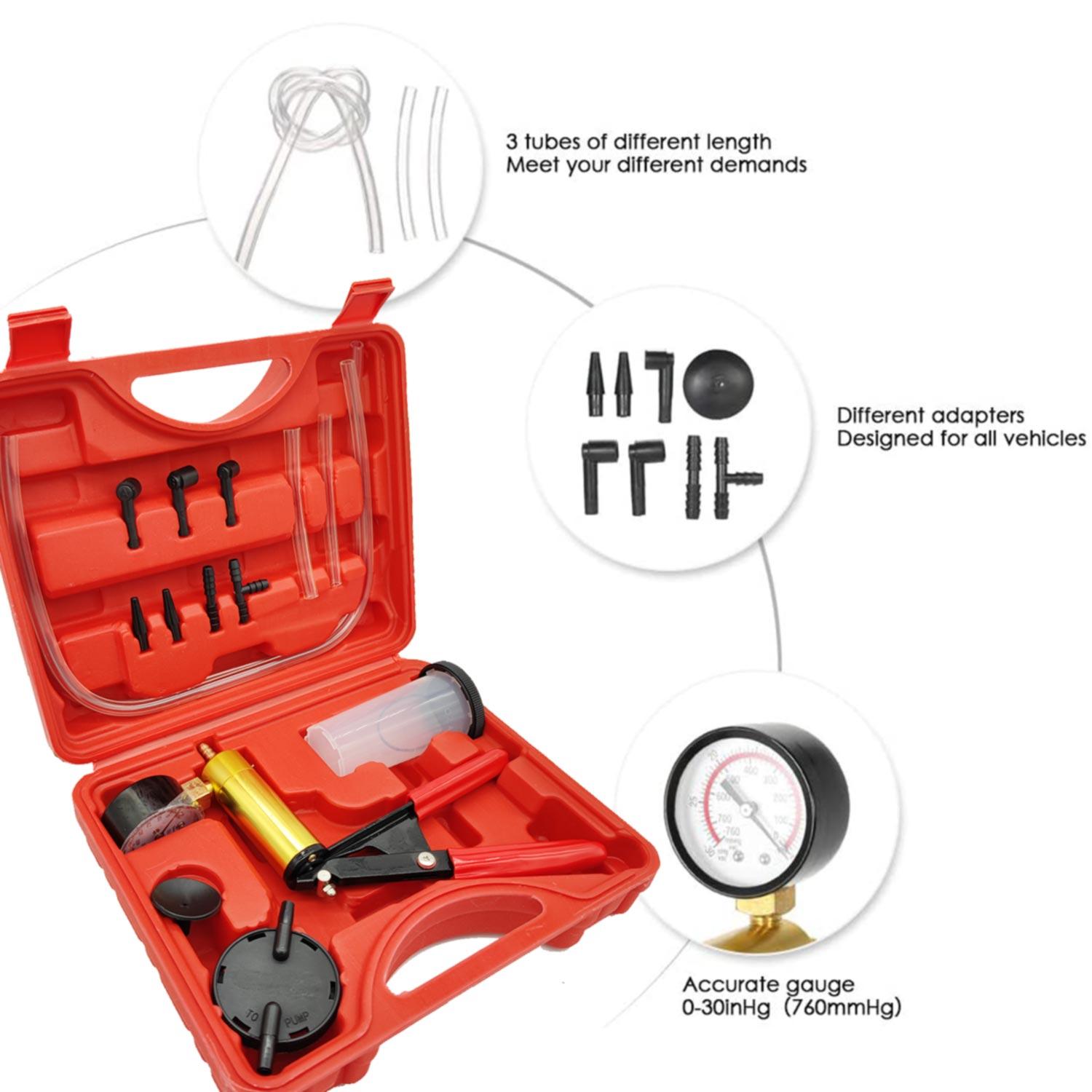 

Manual Brake Bleeder Vacuum Pump Kit Vacuum Pistol Pump Tester Tools Car Brake Bleeding Pumping Vacuum Pressure Gauge