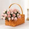 1Pc Multicolor Plastic 6-Stem Retro Burnt Edge Roses, Suitable for Wedding Party Decoration Home Decoration Potted Ornaments