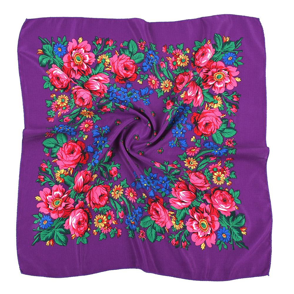 70*70cm Russian Style Floral Print Square Scarf